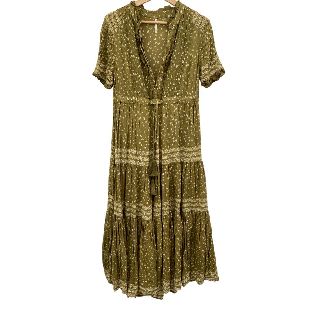 Free People XS Rare Feelings Midi Dress in Green - Picture 3 of 11